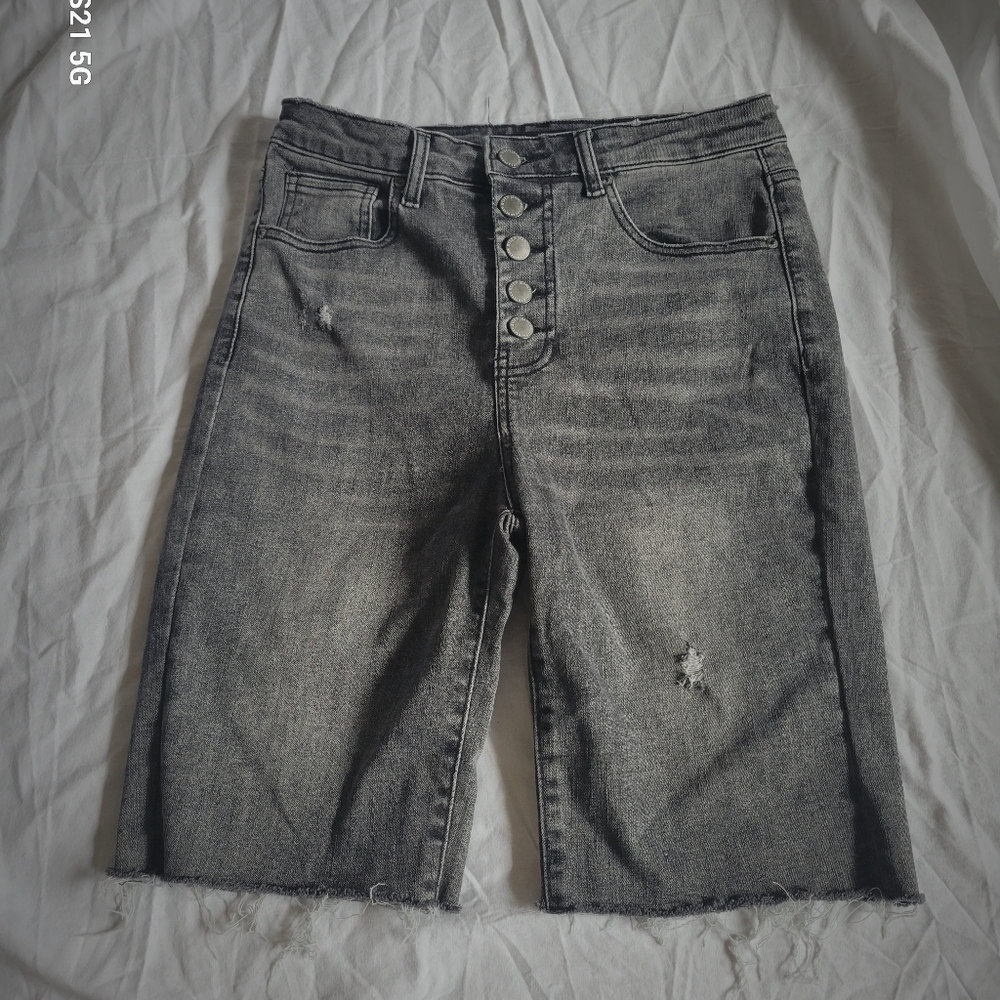 Gray Distressed Denim Shorts never Worn